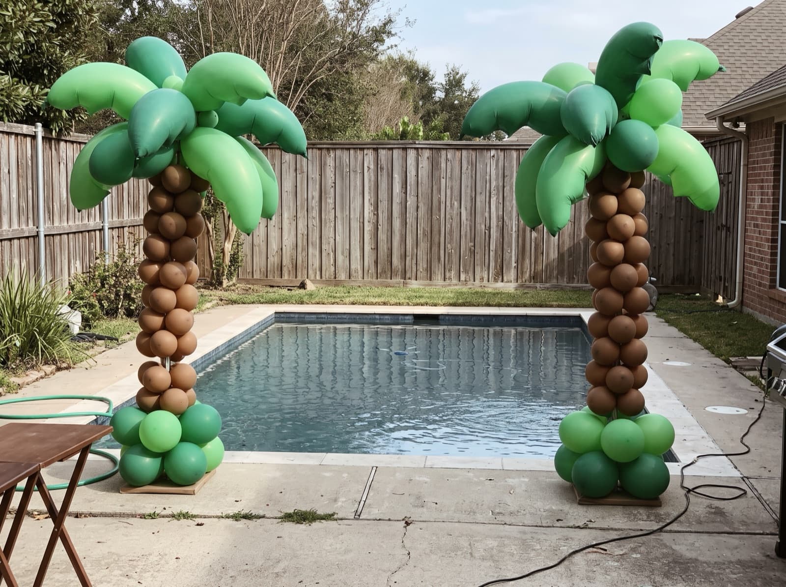 Balloon palm trees beside a pool